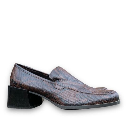 Bass Arianna Brown Reptile Snake Animal Print Square Toe Comfort Shoes size 9 - Picture 5 of 16